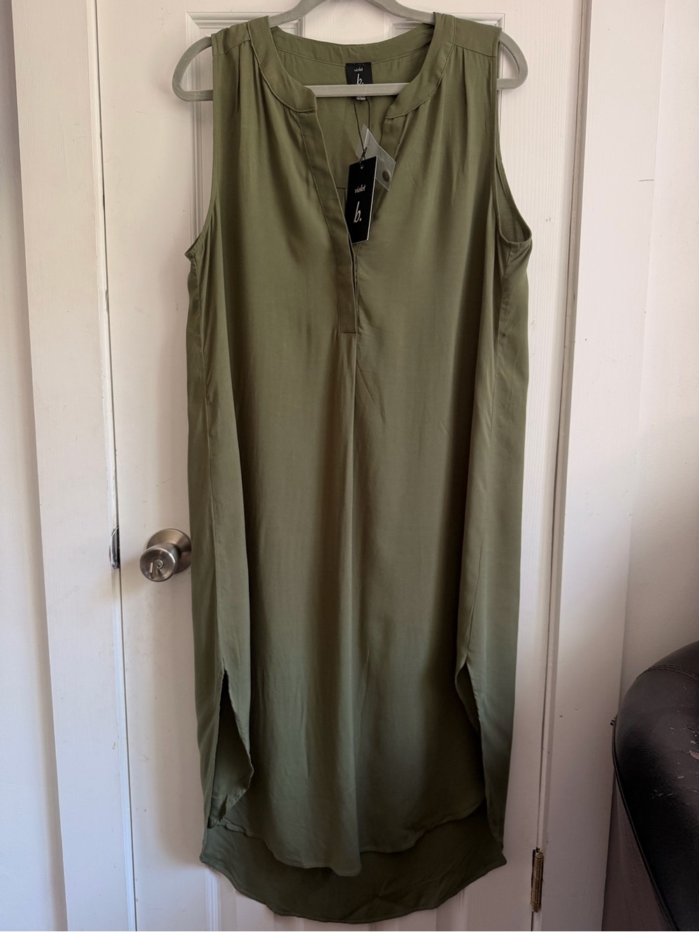 Violet b. Olive Green V-Neck Blouse Dress maxi